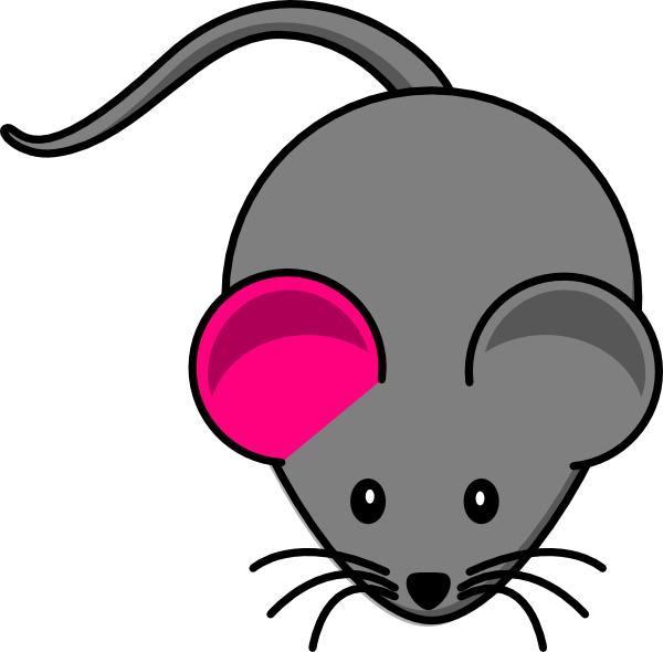 Single Pink Ear Gray Mouse Clip Art At Clker - Myš Kreslená - Free Transparent PNG Clipart Images Download. - Mouse Transparent PNG Free Download