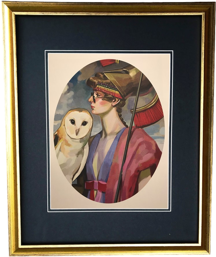 Vintage Gold Frame Gucci Roman Woman Owl Portrait Illustration Transparent PNG - 816x970 - Free Download on - Owl Transparent PNG Free Download
