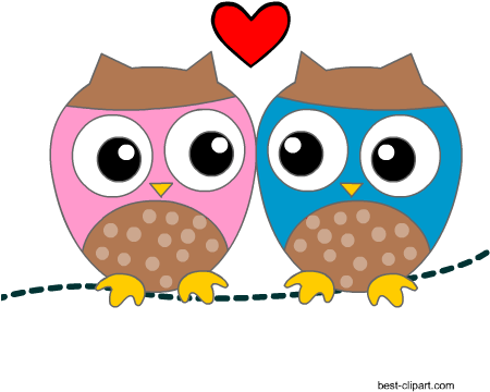 Two Cute Owls, Free Clip Art For Valentine's Day - Cute Letter Writing Paper - Free Transparent PNG Clipart Images Download. - Owl Transparent PNG Free Download