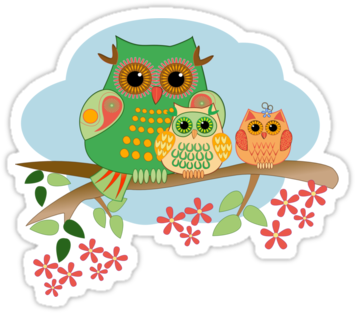 Mother Owl And Her Babies, Cute Tee Design By Walstraasart - Owls, Flowers Fantasy Design Laptop & Ipad Skin - Free Transparent PNG Clipart Images Download. - Owl Transparent PNG Free Download