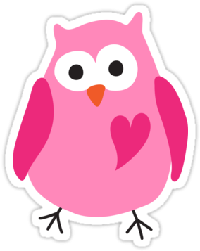 Cute Pink Cartoon Owl With Heart Stickers P Sticker - Stickers For Kids Png - Free Transparent PNG Clipart Images Download. - Owl Transparent PNG Free Download