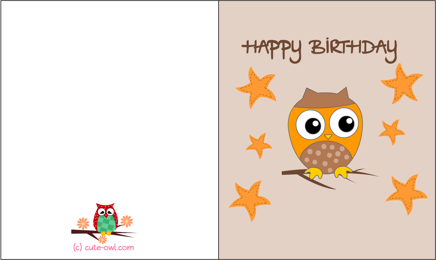 Free Printable Owl Themed Birthday Card - Printable Girl Birthday Card Free - Free Transparent PNG Clipart Images Download. - Owl Transparent PNG Free Download