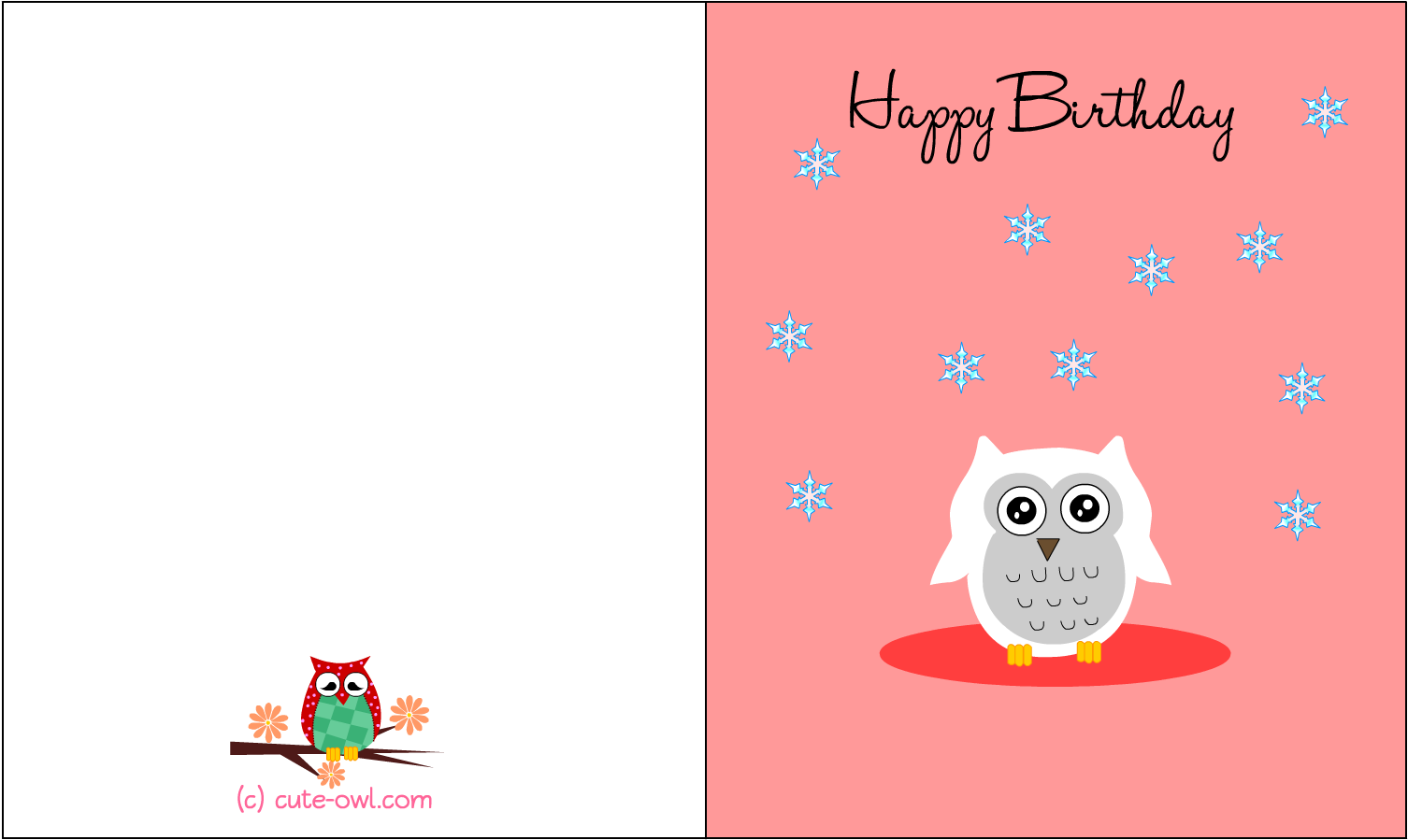 Card Invitation Design Ideas Cute Snowy Owl Happy Birthday - Happy Birthday Card Template - Free Transparent PNG Clipart Images Download. - Owl Transparent PNG Free Download