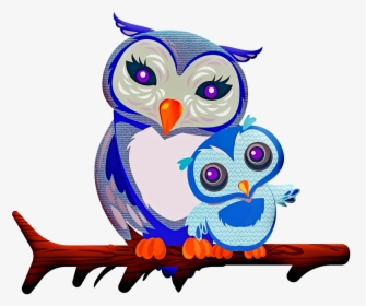 Owl, Mother Owl, Baby Owl, Nature, Mother, Family - Mother And Baby Owl, HD Png Download - Owl Transparent PNG Free Download