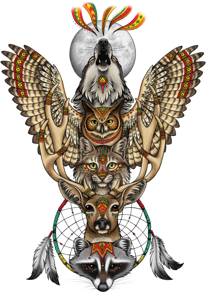 This Illustration Was Inspired My Native American Totem - Totem Native American Deer - Free Transparent PNG Clipart Images Download. - Owl Transparent PNG Free Download