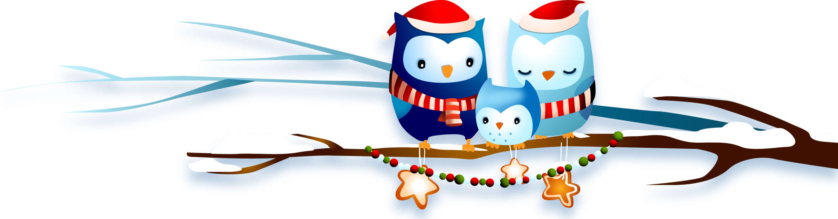 Family Of Owls On A Branch Celebrating Christmas - Natal - Free Transparent PNG Clipart Images Download. - Owl Transparent PNG Free Download