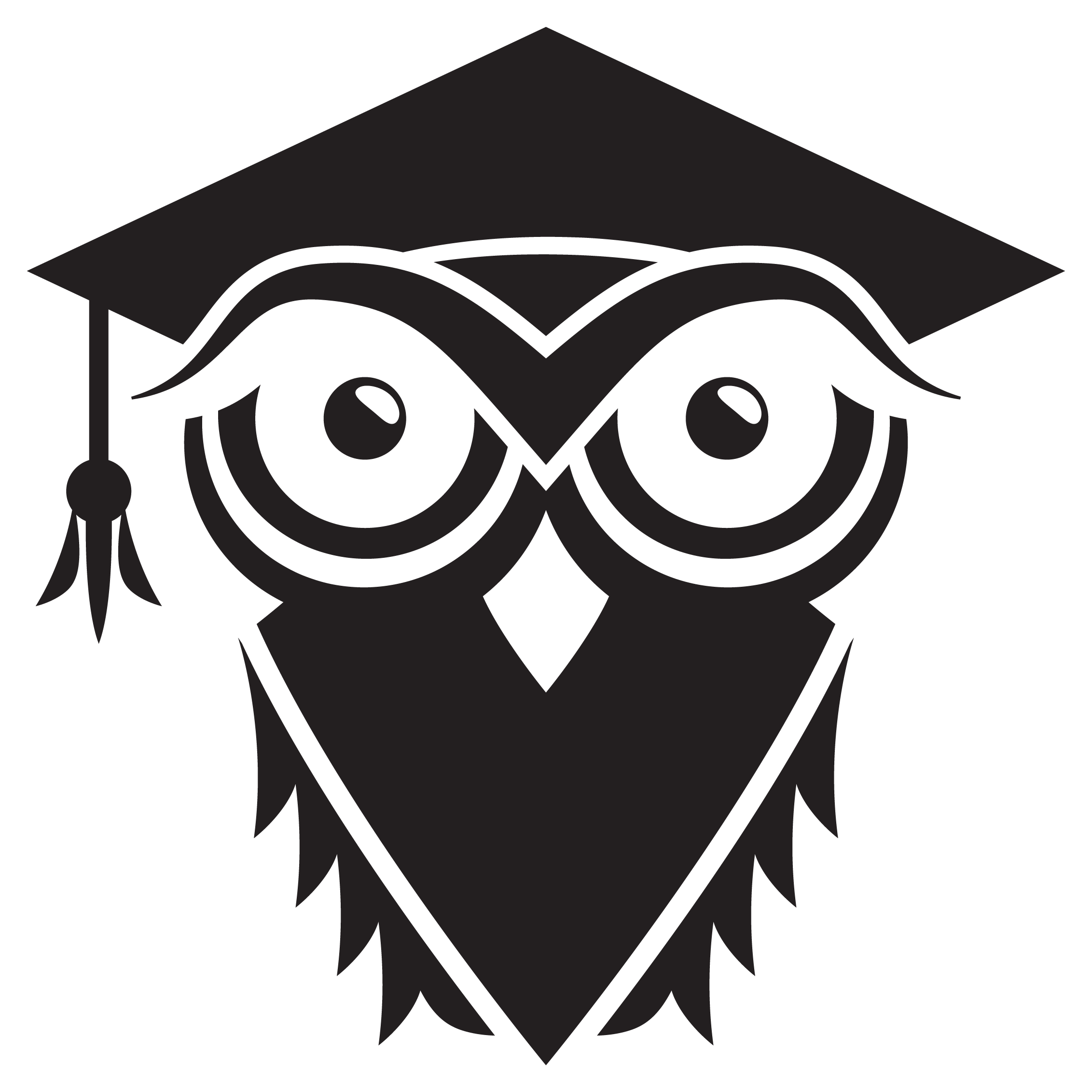 Black And White Illustration Of An Owl Wearing A Mortarboard - Square Academic Cap - Free Transparent PNG Clipart Images Download. - Owl Transparent PNG Free Download