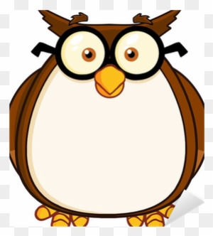 Wise Owl Teacher Cartoon Character With Glasses Sticker - Cartoon Wise Owl - Free Transparent PNG Clipart Images Download. - Owl Transparent PNG Free Download