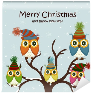 Christmas Card With Owls On The Tree Wall Mural • Pixers® - Clip Art - Free Transparent PNG Clipart Images Download. - Owl Transparent PNG Free Download