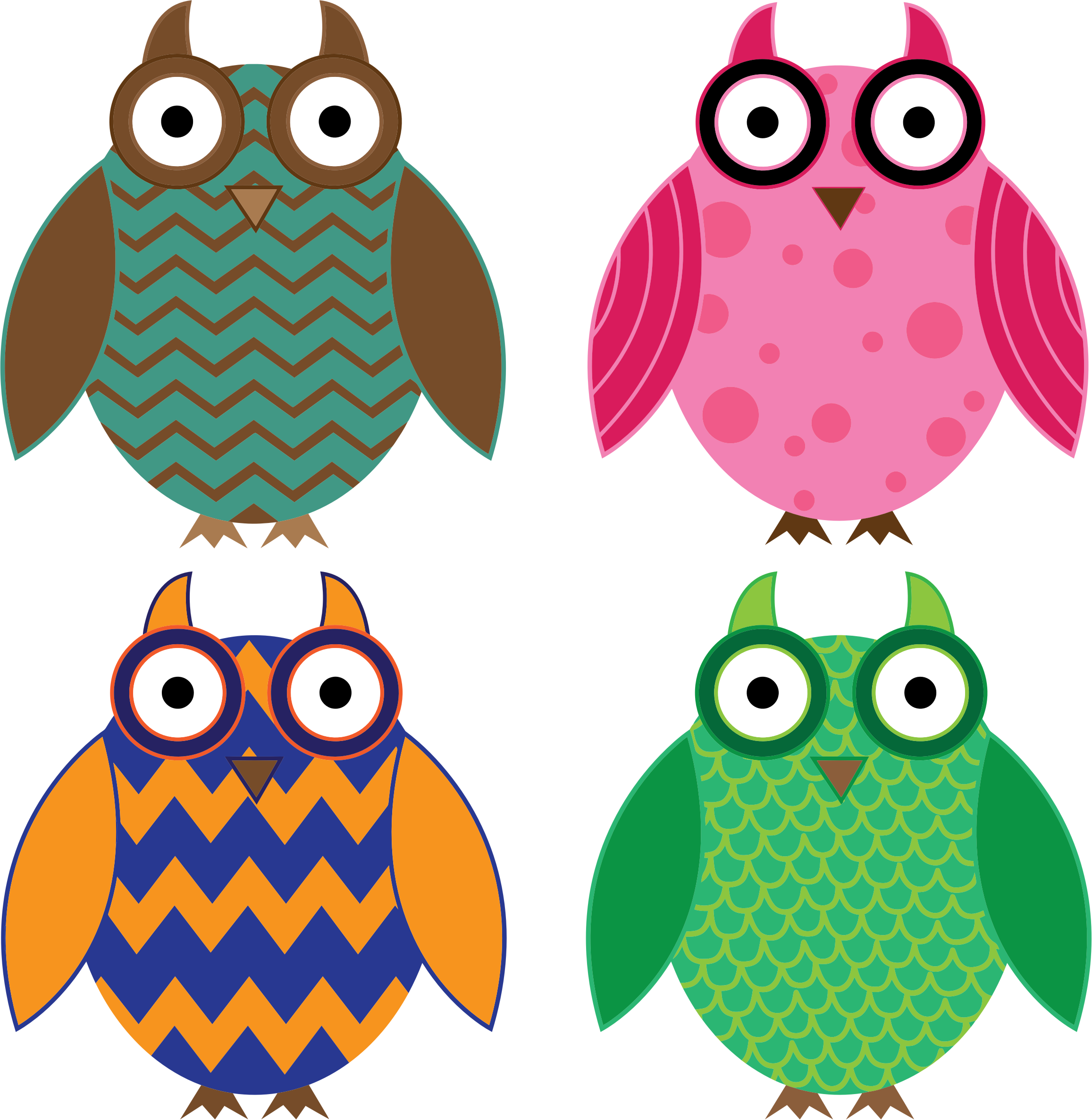 This Free Icons Png Design Of Four Colorful Owls Transparent PNG - 2314x2373 - Free Download on - Owl Transparent PNG Free Download