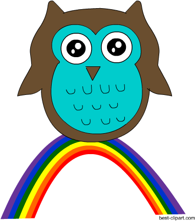 Owl And Rainbow Free Png Clip Art Image - Clip Art - Free Transparent PNG Clipart Images Download. - Owl Transparent PNG Free Download