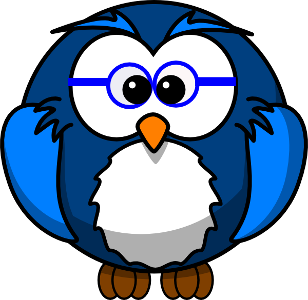 Blue Owl With Glasses Clip Art At Clker - Cartoon Owl - Free Transparent PNG Clipart Images Download. - Owl Transparent PNG Free Download