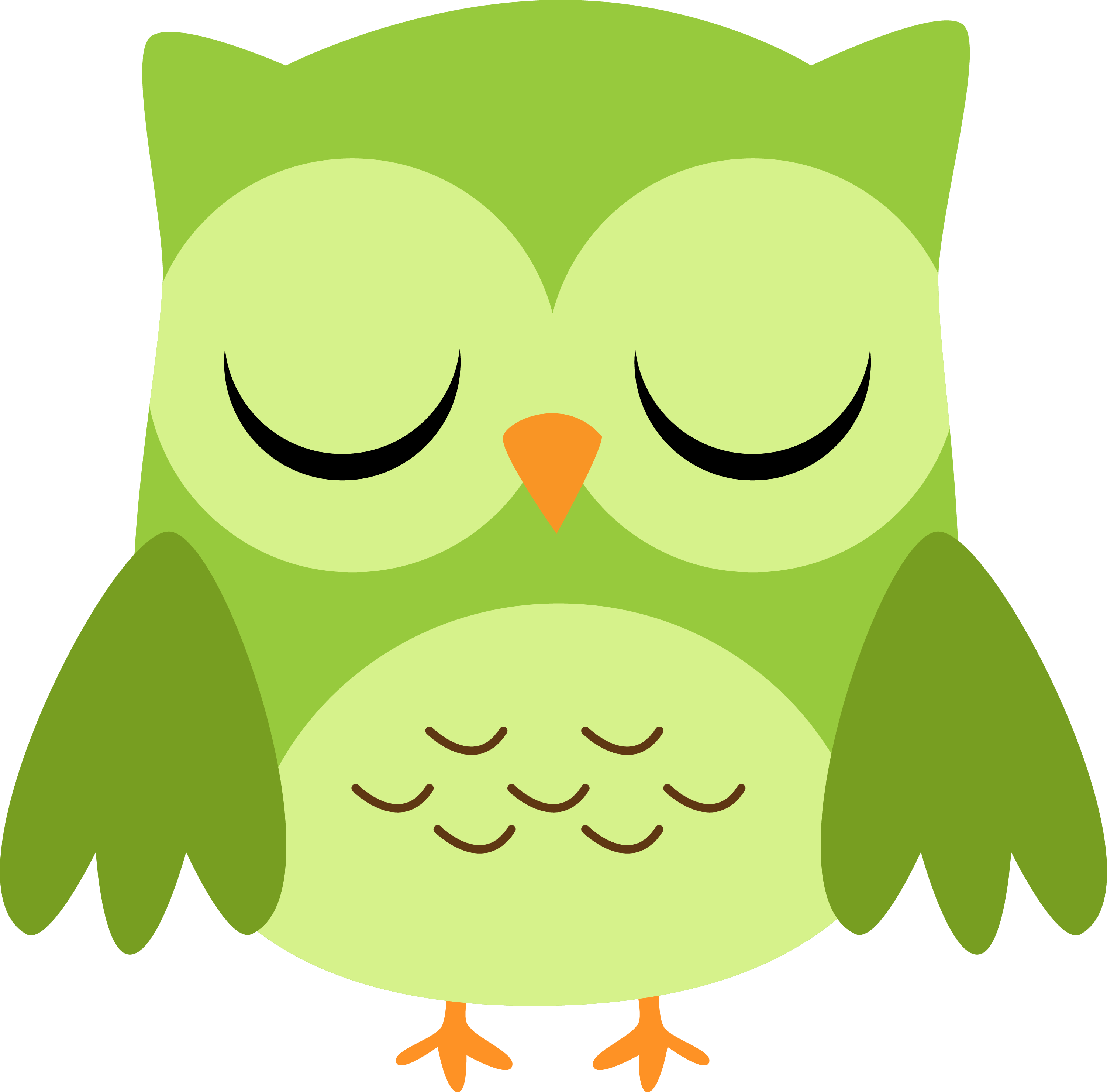 Cute Green Owl Clipart - Cartoon Owl Eyes Closed - Free Transparent PNG Clipart Images Download. - Owl Transparent PNG Free Download