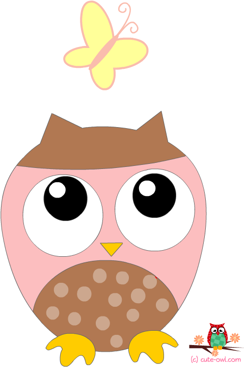 Pink Owl And Butterfly Owl Decoration Stickers - Owl - Free Transparent PNG Clipart Images Download. - Owl Transparent PNG Free Download