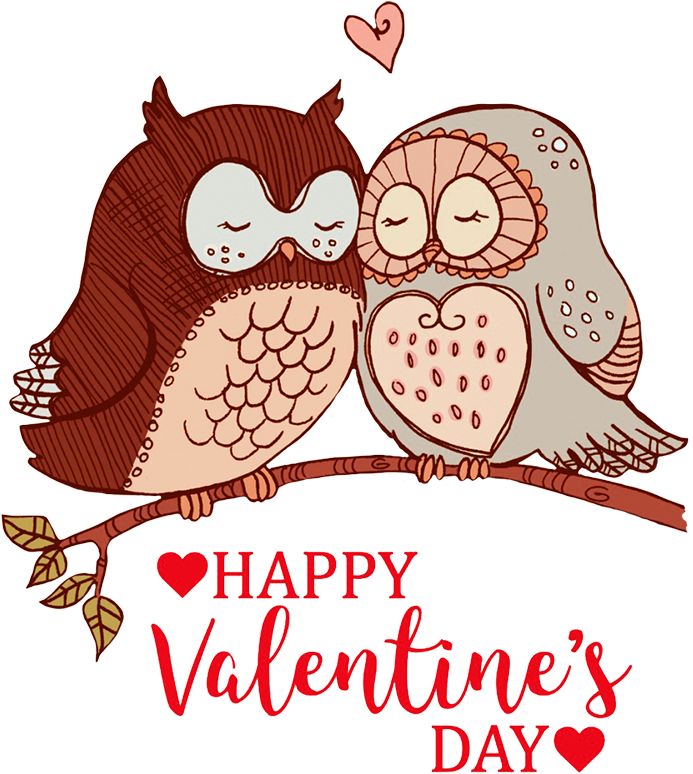 Happy Valentines Day Greeting Owls In Love - Happy Valentines Day Owl - Free Transparent PNG Clipart Images Download. - Owl Transparent PNG Free Download