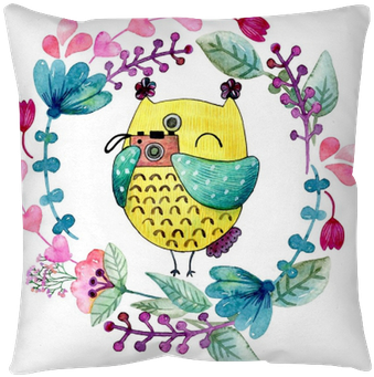 Watercolor Funny Illustration With Owl And Flowers - Watercolor Painting Transparent PNG - 400x400 - Free Download on - Owl Transparent PNG Free Download