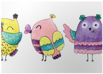 Watercolor Funny Illustration With Owls - Watercolor Painting Transparent PNG - 400x400 - Free Download on - Owl Transparent PNG Free Download