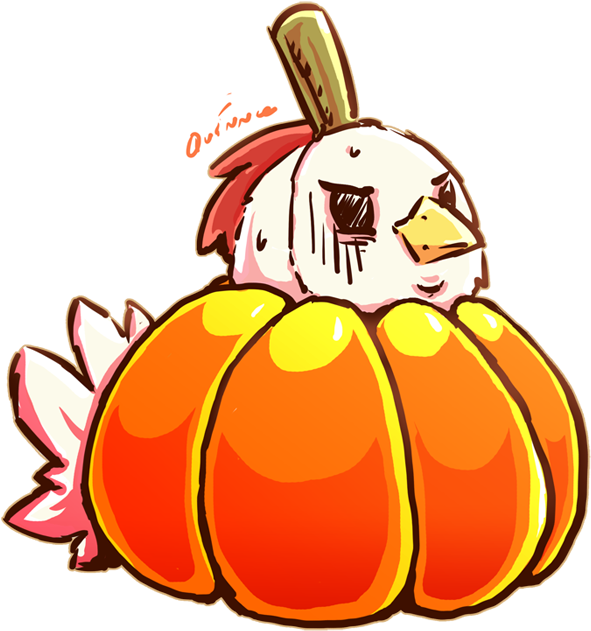 "curse You, Quinnce" -chicken With Pumpkin Costume - Cartoon - Free Transparent PNG Clipart Images Download. - Pumpkin Transparent PNG Free Download