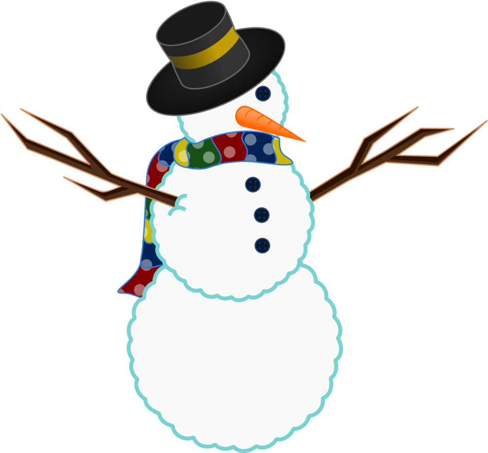 A Scarfed Snowman - Snowman Free Clip Art - Free Transparent PNG Clipart Images Download. - Snowman Transparent PNG Free Download