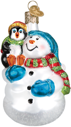 Snowman With Penguin Pal Ornament - Old World Christmas Baby's First Christmas Heart Glass - Free Transparent PNG Clipart Images Download. - Snowman Transparent PNG Free Download