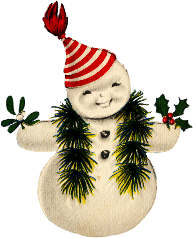 Vintage Snowman Clip Art Free - Victorian Vintage Snowman Christmas Card Collage Sheet - Free Transparent PNG Clipart Images Download. - Snowman Transparent PNG Free Download