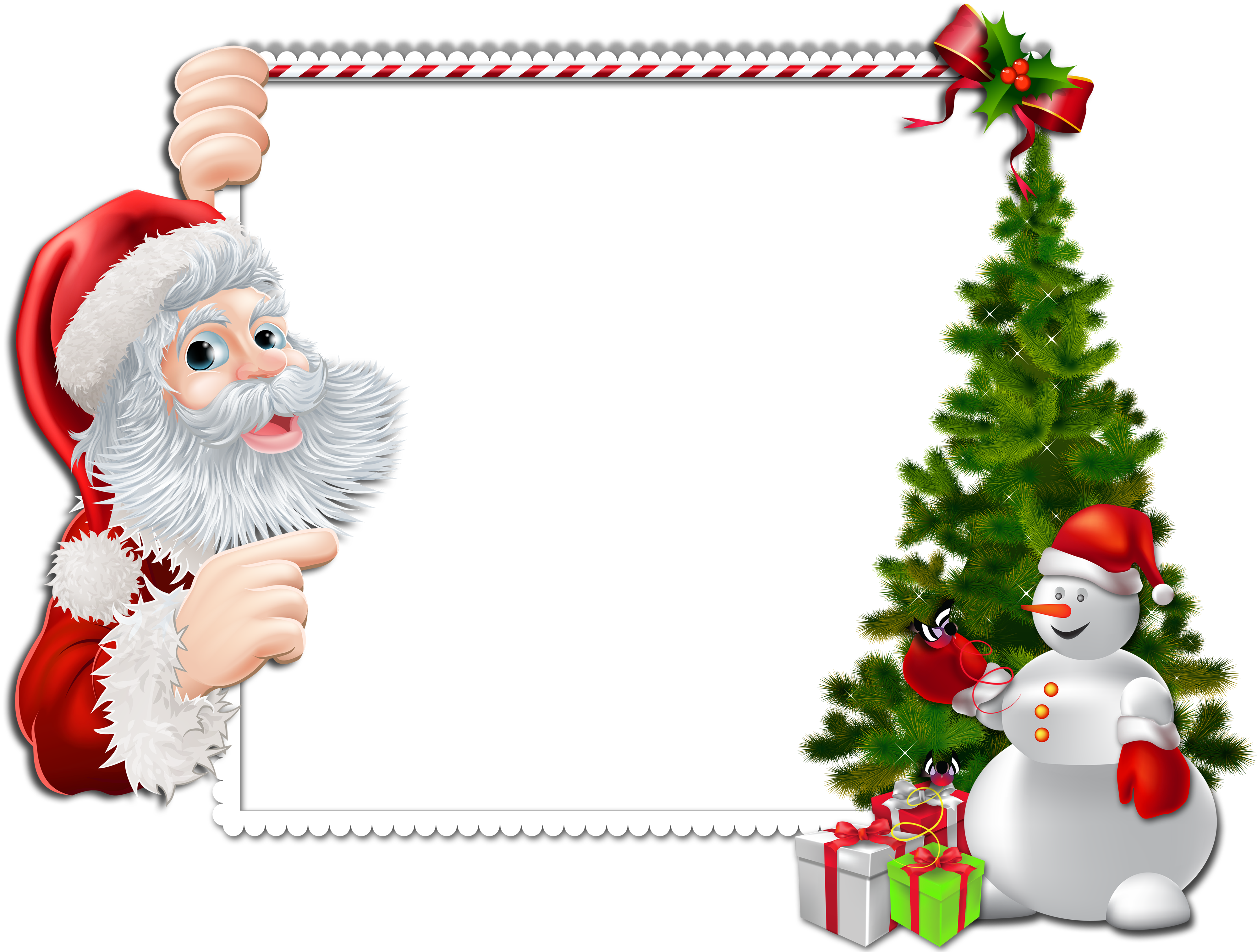 Large Christmas Png Frame With Santa And Snowman - Clipart Rahmen Weihnachten Kostenlos - Free Transparent PNG Clipart Images Download. - Snowman Transparent PNG Free Download