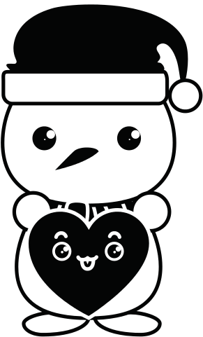 Snowman With Christmas Hat And Heart Kawaii Character - Muñeco De Nieve Kawaii - Free Transparent PNG Clipart Images Download. - Snowman Transparent PNG Free Download
