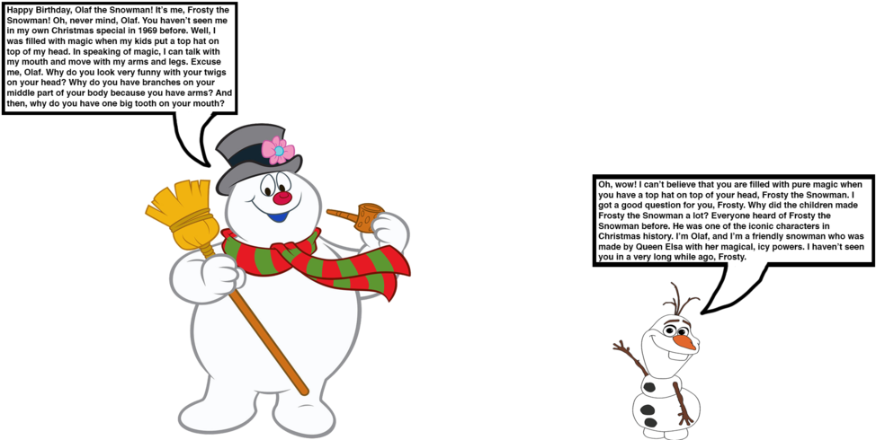 Olaf The Snowman Meets Frosty The Snowman By Darthranner83 - Advanced Graphics 2122 Frosty The Snowman - 63" X 49" - Free Transparent PNG Clipart Images Download. - Snowman Transparent PNG Free Download