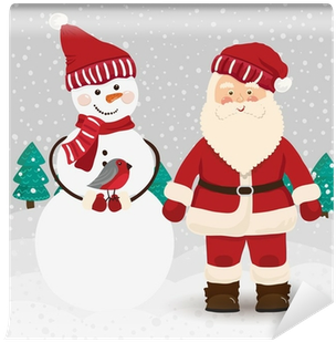 Santa Claus And Snowman In Vector Wall Mural • Pixers® - Santa Claus - Free Transparent PNG Clipart Images Download. - Snowman Transparent PNG Free Download