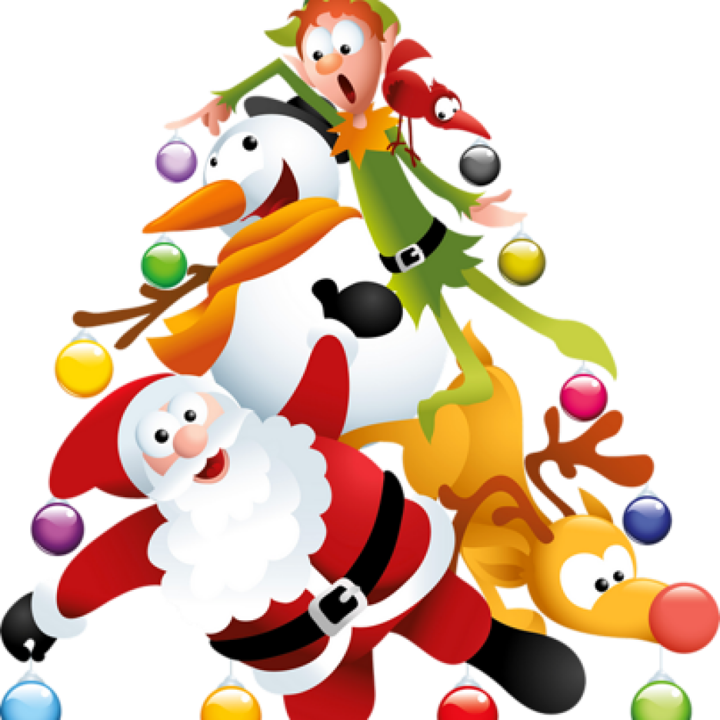 Clip Art Christmas Tree Comical Santa Snowman Reindeer - Transparent Christmas Clipart - Free Transparent PNG Clipart Images Download. - Snowman Transparent PNG Free Download