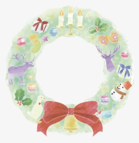 #christmas #wreath #holly #deer #snowman #giftboxs - クリスマス イラスト 水彩 フリー, HD Png Download - Snowman Transparent PNG Free Download