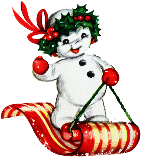 Clip Art Library Library Snowman On Sled Png All Things - Retro Vintage Snowman Clipart - Free Transparent PNG Clipart Images Download. - Snowman Transparent PNG Free Download