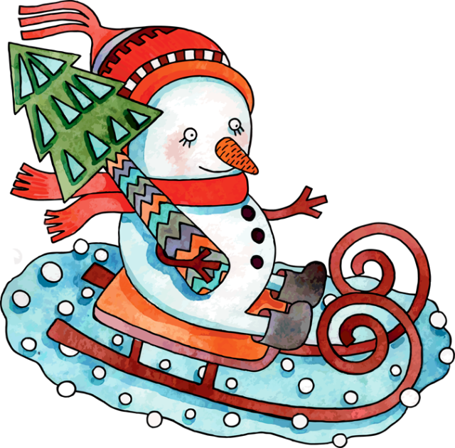Snowman Sled Riding Clipart - Snowman On Sled - Free Transparent PNG Clipart Images Download. - Snowman Transparent PNG Free Download