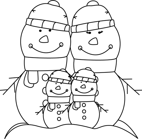 Black And White Snowman Family - My Cute Graphics Family Black And White - Free Transparent PNG Clipart Images Download. - Snowman Transparent PNG Free Download