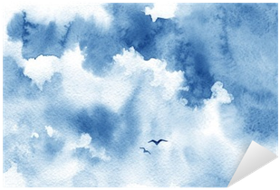 Blue Watercolor Cloud, Birds And Sky - Himmel Aquarell Transparent PNG - 400x400 - Free Download on - Summer Transparent PNG Free Download