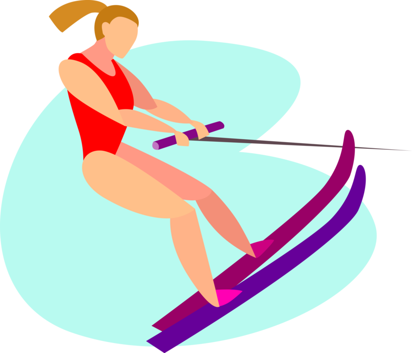 Vector Illustration Of Summer Water Skier Having Fun - Water Skiing Clipart - Free Transparent PNG Clipart Images Download. - Summer Transparent PNG Free Download
