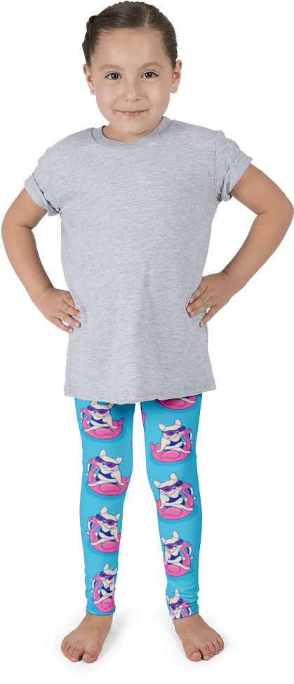 Frenchie Enjoys Summer On Flamingo Pool Float Kid's - Imagineavalon Kinder Kuh Leggins, Coole Kids Leggins, - Free Transparent PNG Clipart Images Download. - Summer Transparent PNG Free Download