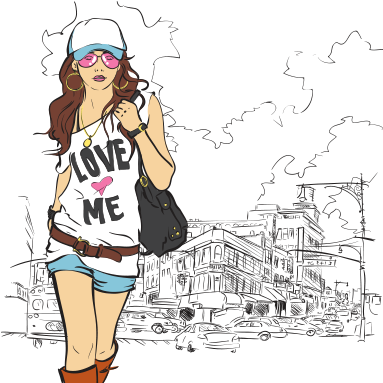 City Life Girl Fashion Illustration Free Vectro Png - Backbenchers - 3 Days Of Summer - Free Transparent PNG Clipart Images Download. - Summer Transparent PNG Free Download