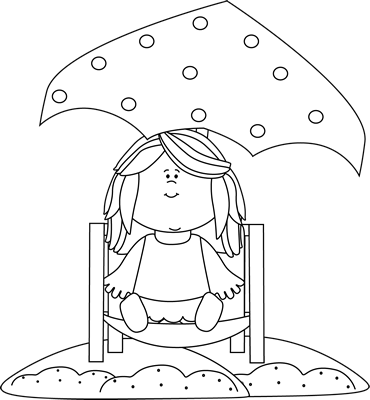 Black And White Girl On The Beach Clip Art - My Cute Graphics Summer Black And White - Free Transparent PNG Clipart Images Download. - Summer Transparent PNG Free Download
