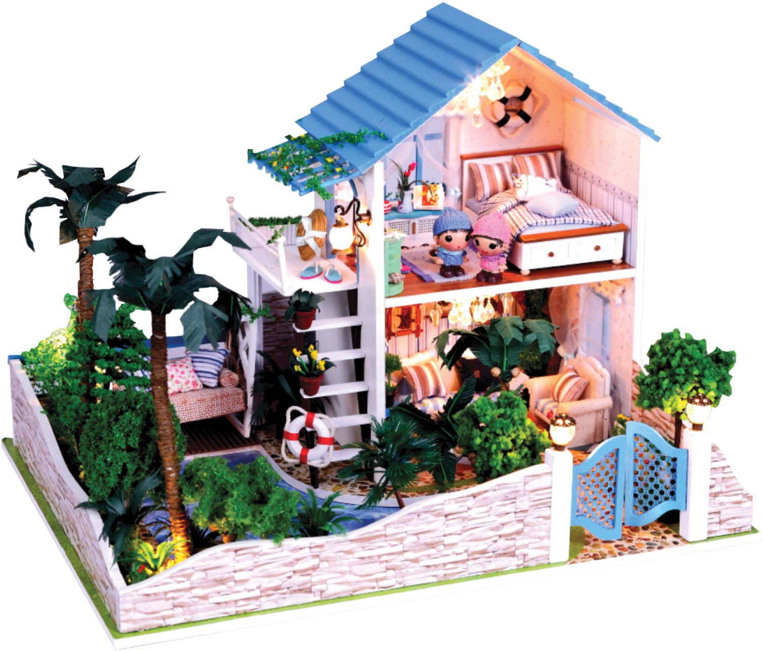 Full House, Musical Summer - Diy Sweet Home Wooden Kids Toy Dollhouse W/ Led's - Free Transparent PNG Clipart Images Download. - Summer Transparent PNG Free Download