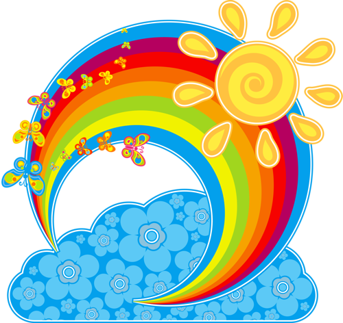 Summer Landscape With Rainbow, Butterflies And Flowers - Imagens De Arco Iris Clipart - Free Transparent PNG Clipart Images Download. - Summer Transparent PNG Free Download