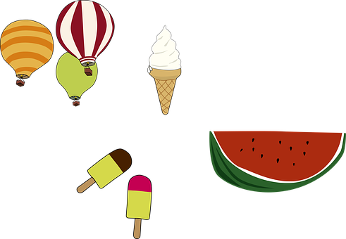 Summer, Hot Air Balloon, Ice Cream - Лето Пнг - Free Transparent PNG Clipart Images Download. - Summer Transparent PNG Free Download
