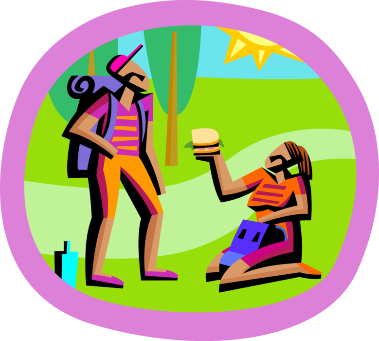 Vector Illustration Of Hikers Stop For Picnic Lunch - Portrait Of A Man - Free Transparent PNG Clipart Images Download. - Summer Transparent PNG Free Download