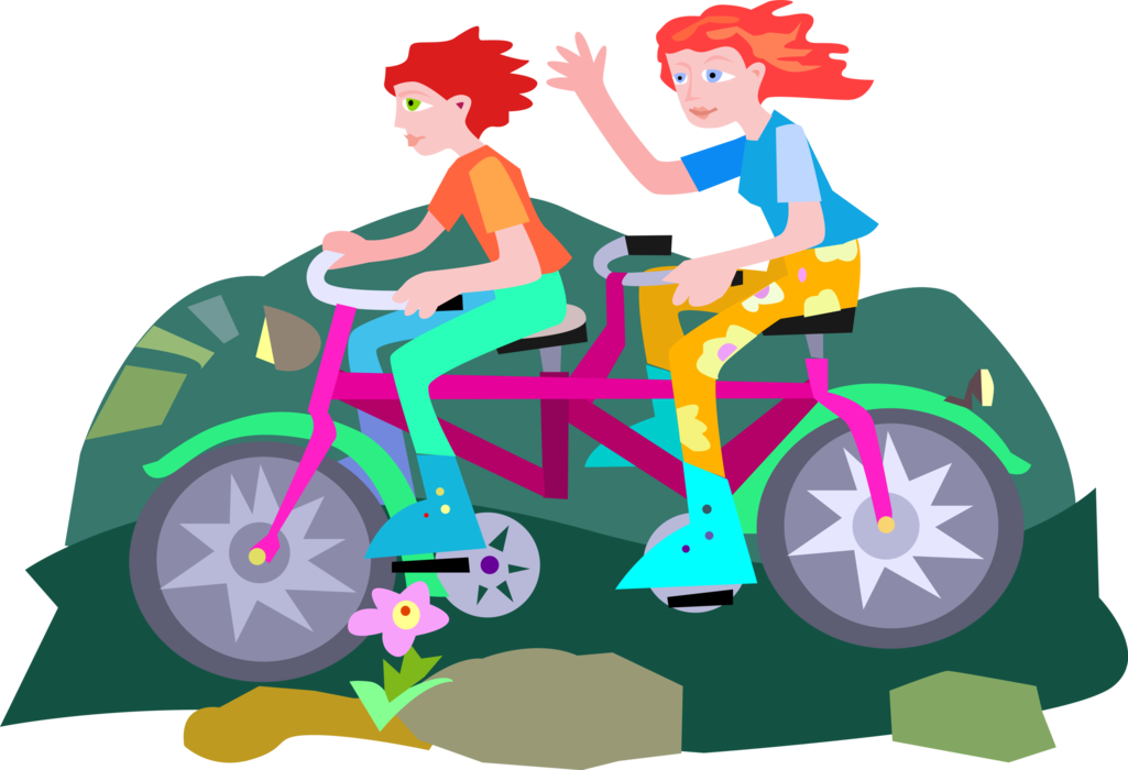 Vector Illustration Of Cycling Enthusiasts Ride Tandem - Vector Illustration Of Cycling Enthusiasts Ride Tandem - Free Transparent PNG Clipart Images Download. - Summer Transparent PNG Free Download