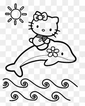 Hello Kitty At The Beach Summer Coloring Picture For - Baby Dolphin Coloring Sheet - Free Transparent PNG Clipart Images Download. - Summer Transparent PNG Free Download