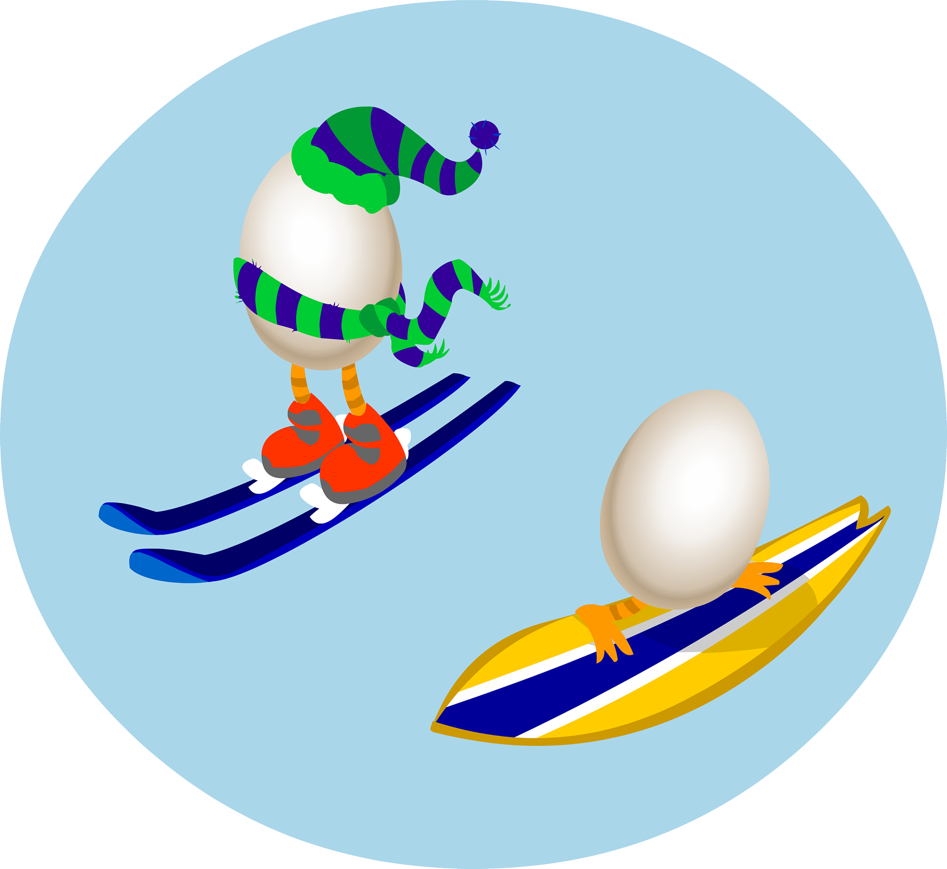 Eggs With Leggs Enjoying Both Winter And Summer Sports - Eggs With Leggs Enjoying Both Winter And Summer Sports - Free Transparent PNG Clipart Images Download. - Summer Transparent PNG Free Download
