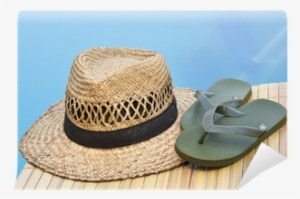 Summer Hat And Flip Flops At Poolside Wall Mural • - Sandal Transparent PNG - 400x400 - Free Download on - Summer Transparent PNG Free Download