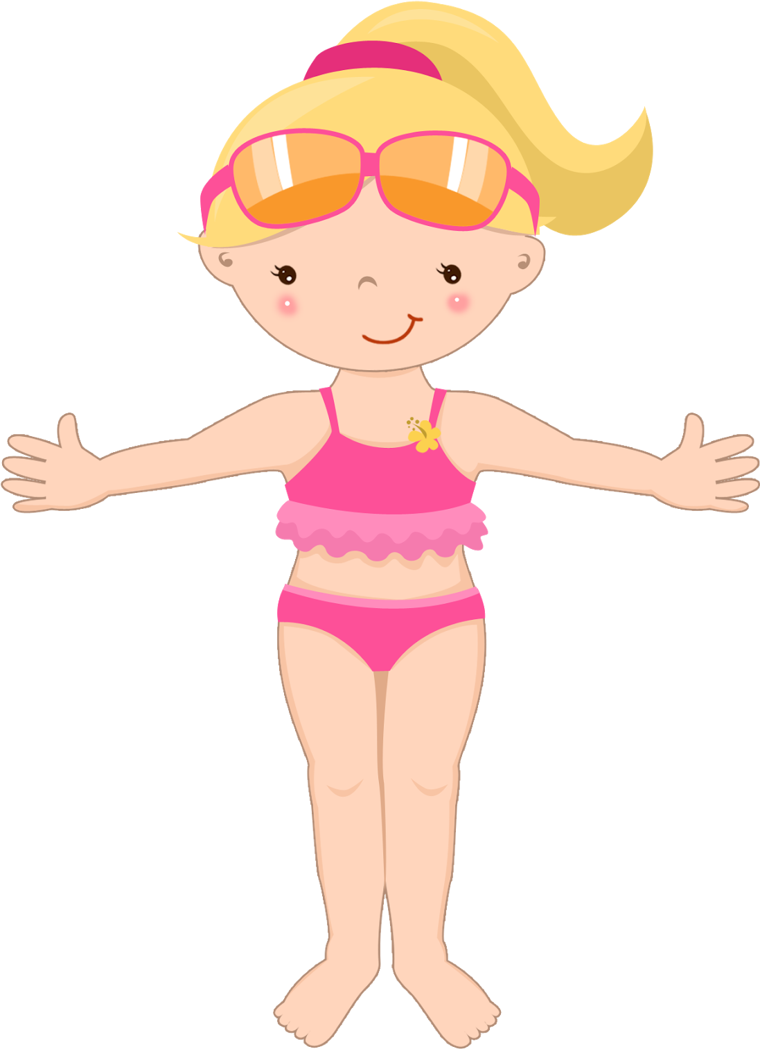 Dibujos Digi Stamps Summer - Little Girl In Swimsuit Clipart, HD Png Download - Summer Transparent PNG Free Download
