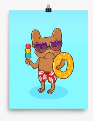 Frenchie At The Beach In Summer Poster - Frenchie At The Beach In Summer Tote Bag Transparent PNG - 1000x1000 - Free Download on - Summer Transparent PNG Free Download