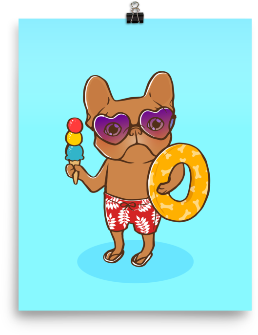Frenchie At The Beach In Summer Poster - Frenchie At The Beach In Summer Tote Bag Transparent PNG - 1000x1000 - Free Download on - Summer Transparent PNG Free Download